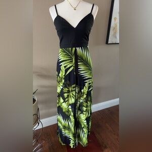 Tropical floral maxi romper vacation beach fashion